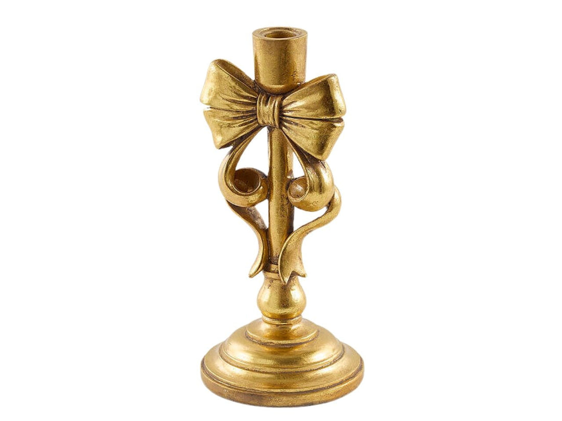 EDG Enzo De Gasperi Christmas Candle Holder with Bow H24x11.5x11.5 cm Dark Gold – Christmas Decoration