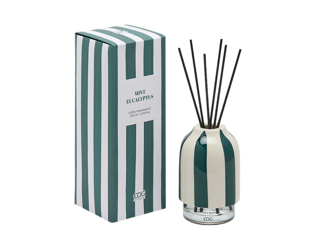 EDG Enzo De Gasperi Striped Bottle Diffuser Mint Eucalyptus 200 ml – Room Diffuser