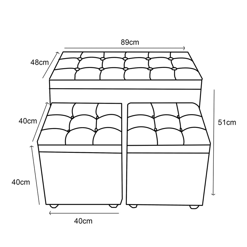 Dimo Set 3 Storage Trunks + 2 Braies Poufs in Fabric, Turtle Dove