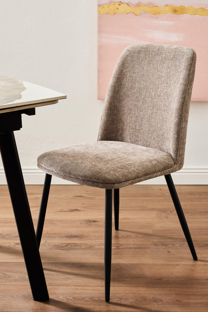 DI.MO Sedia Tracy in Tessuto Tortora 57 x 45 x 84 cm – Sedia Moderna per Sala da Pranzo e Soggiorno