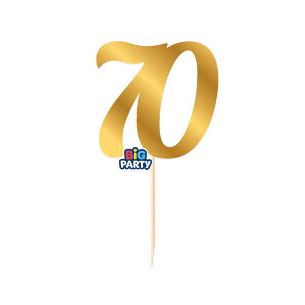 Big Party Mini Cake Topper Num. 70 Gold Metal