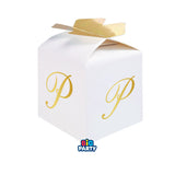 Big Party 10 Favour Boxes Cube Bow Letter P Gold