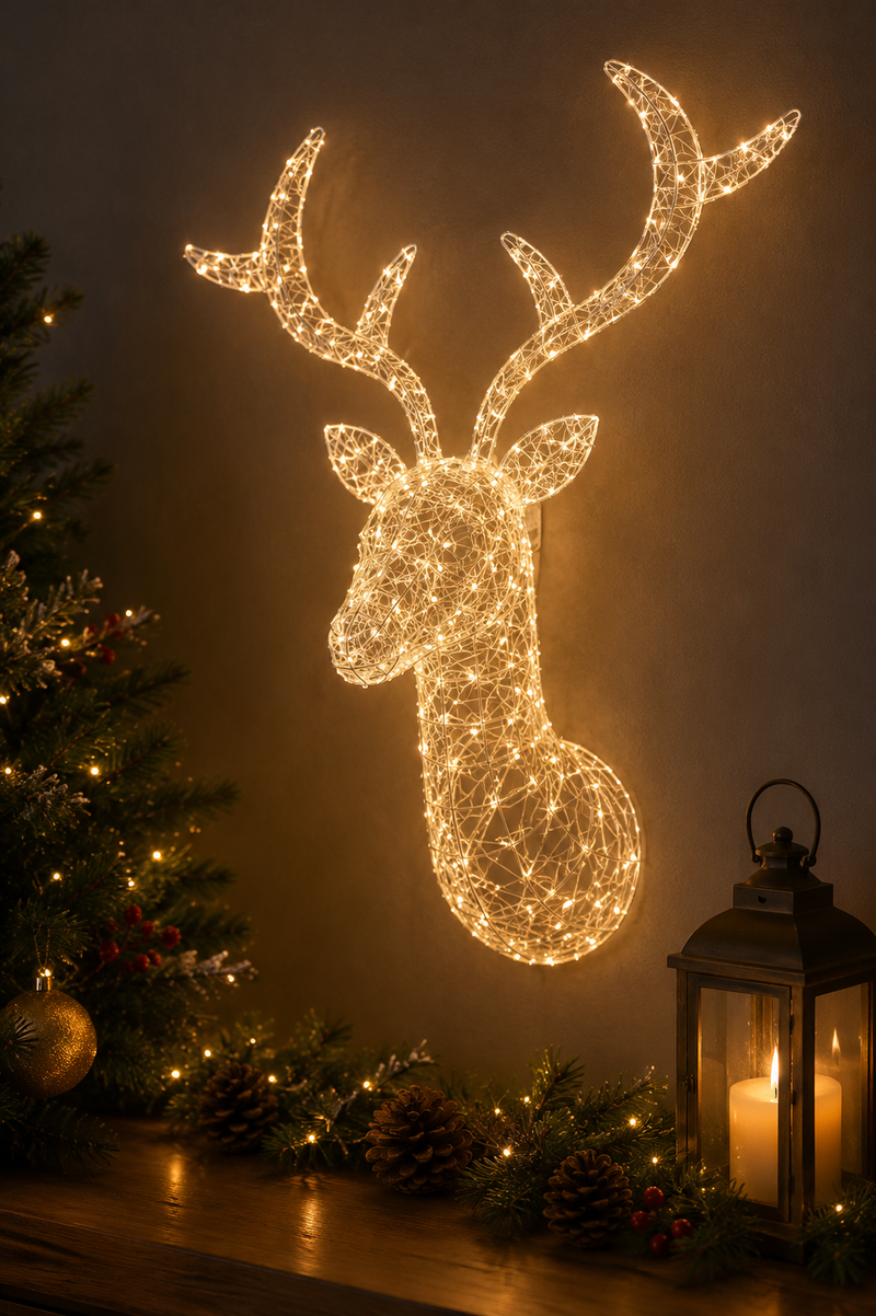 EDG Enzo De Gasperi Decoro Reindeer Pearls Christmas 300 MicroLed H 90 Cm L 90 Cm L 35 I44 Light Gold