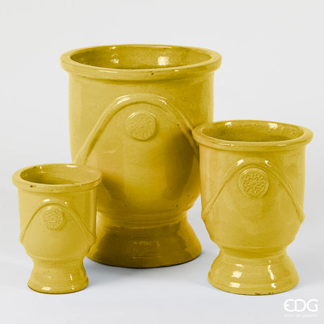 edg enzo de gasperi set 3 pz vaso glaze coppa h 58 cm h 41 cm h 30 cm yellow waterproof ean 8059824344250