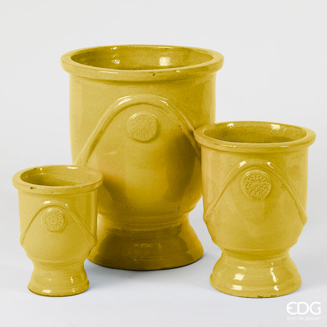 edg enzo de gasperi set 3 pz vaso glaze coppa h 58 cm h 41 cm h 30 cm yellow waterproof ean 8059824344250