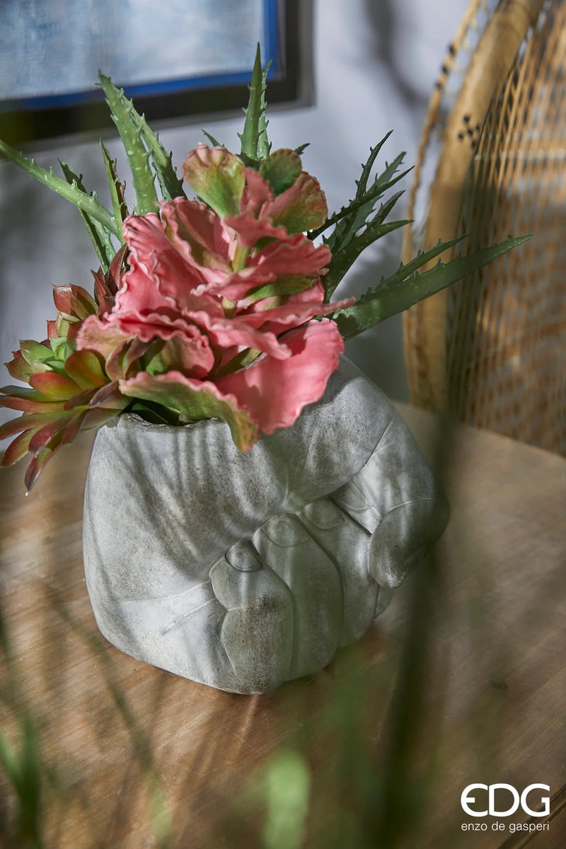 EDG Enzo De Gasperi Cement Vase Fist H 13 Cm L 14 Cm L 14 Cm Grey Waterproof