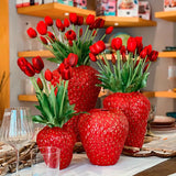 EDG Enzo De Gasperi Bouquet 5 Tulipani con Foglie H 40 Cm Red