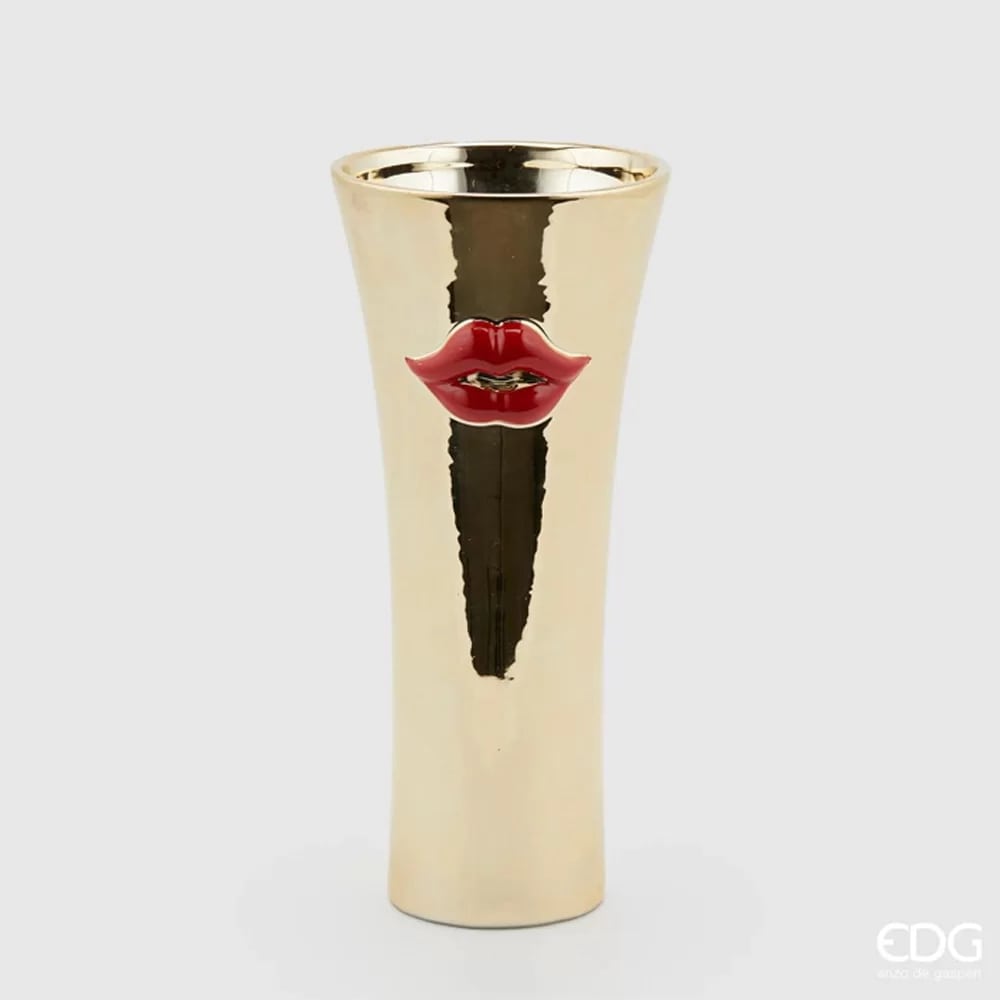 Kiss Concave Vase H30 D13 Red Gold