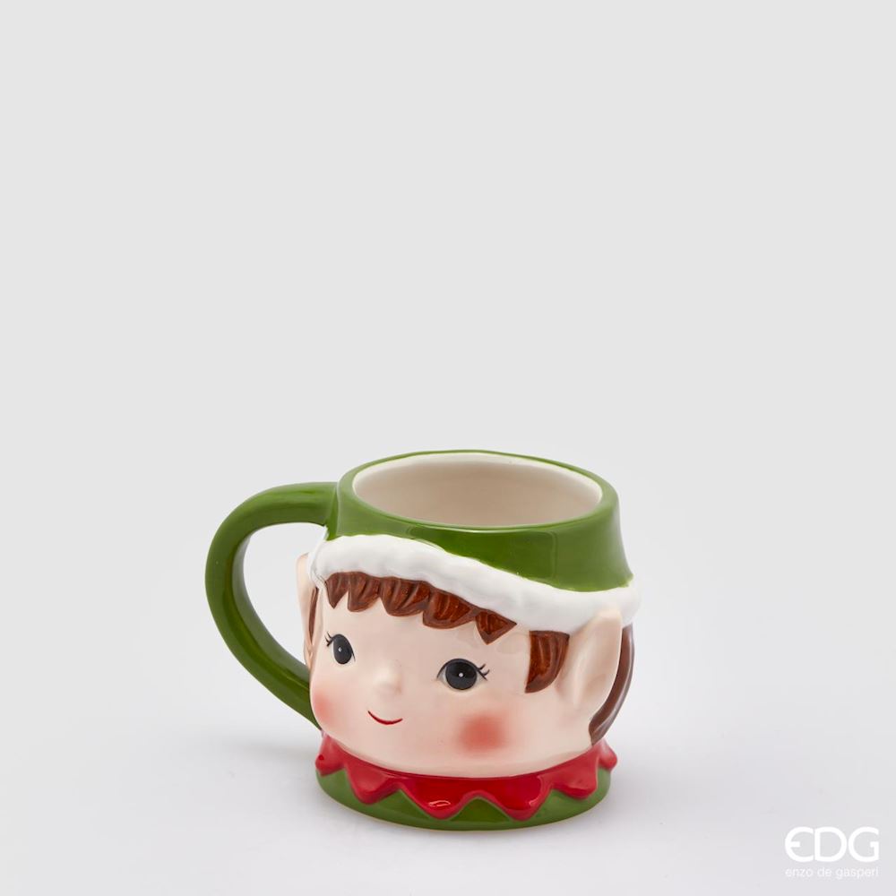 Elf Christmas Mug H 9 Cm Green Red