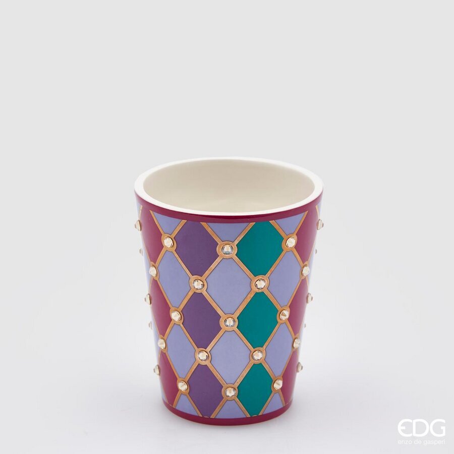 Flared Diamond Vase H13 D10.5 C3 Multicolor