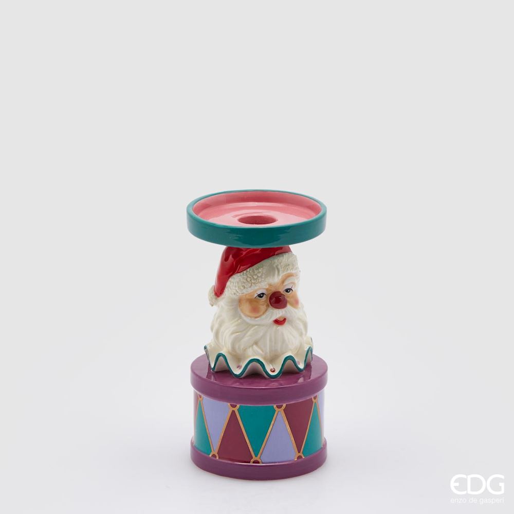 Christmas Candle Holder Santa Clown H17 D9.5 Multicolor