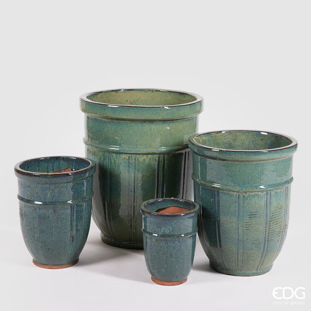 edg enzo de gasperi set 4 pz vaso glaze coste h 50 cm h 41 cm h 32 cm h 23 cm dark green ean 8059824278913