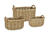 Bizzotto Set of 3 Basket with 2 Handles Julen, Irregular Shape, Natural Christmas Decoration