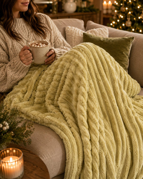 Bizzotto Plaid Rachele Olive 150x200 cm Christmas Gift Soft Blanket for Sofa and Bed