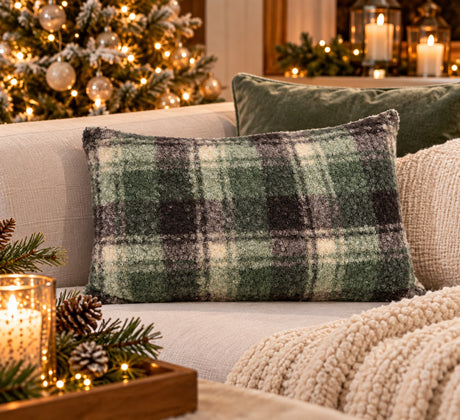 Bizzotto Laurence Checkered Cushion Green 40x60 cm – Christmas Gift Idea