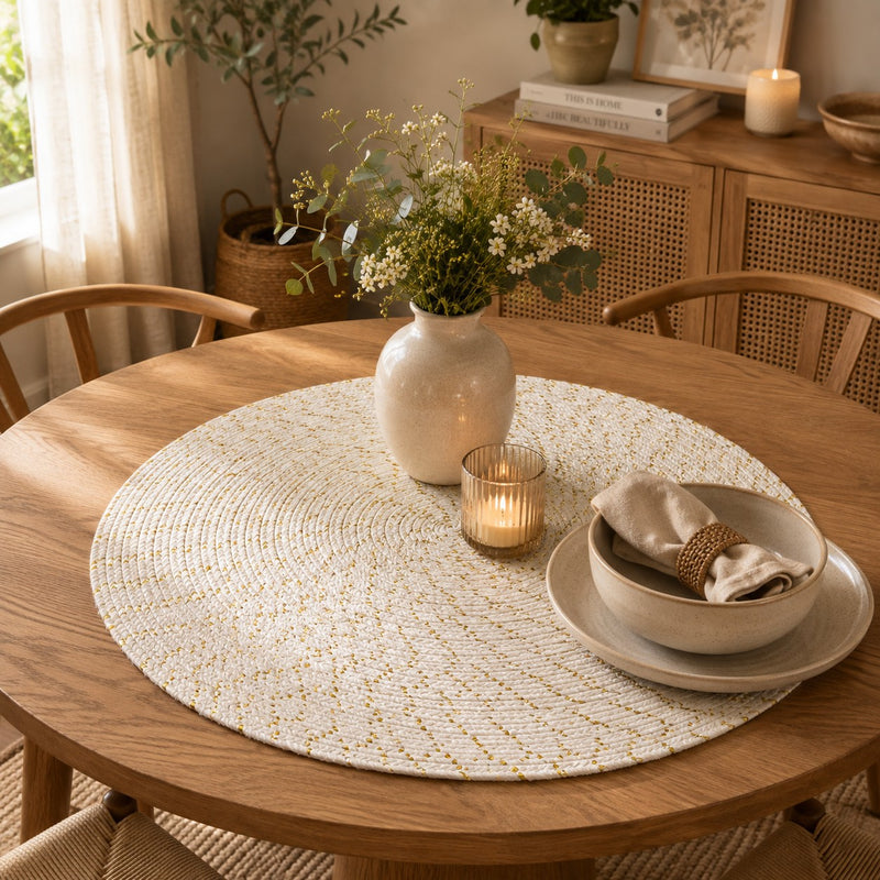 Bizzotto Wildon White Placemat Ø 38 cm Christmas American Placemat for Table