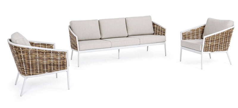 Bizzotto Maribela White 3 Piece Living Room Set
