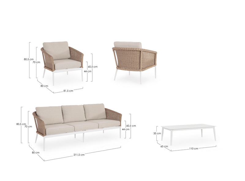 Bizzotto Oceana 4-Element Living Room Set Vapor White
