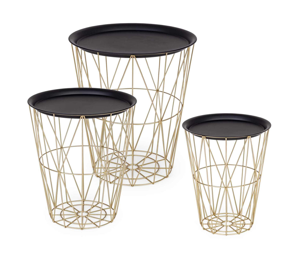 Set of 3 Container Tables Atom Gold