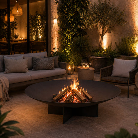 Bizzotto Nebraska Round Black Fire Pit D100x27H for Outdoor