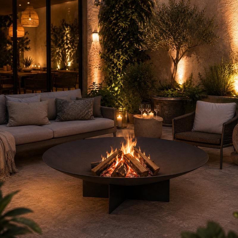 Bizzotto Nebraska Round Black Fire Pit D100x27H for Outdoor