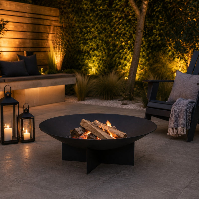Bizzotto Nebraska Black Fire Pit D73x24H for Outdoor