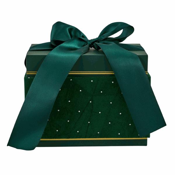L'Arcolaio Small Rectangular Green Velvet Christmas Box 16.3x10.6x12.1 cm