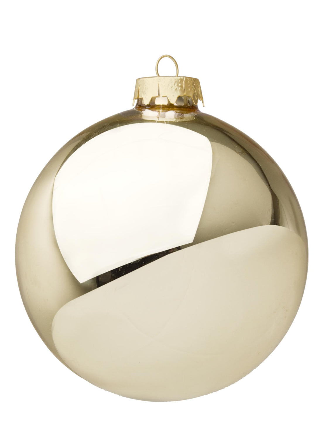 Bizzotto Sfera Christmas Ornament in Glossy Champagne Glass D100