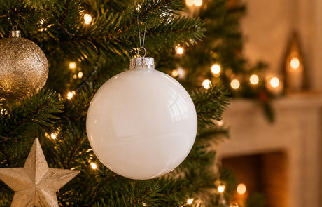 Bizzotto Glossy White Glass Christmas Sphere Ø10cm