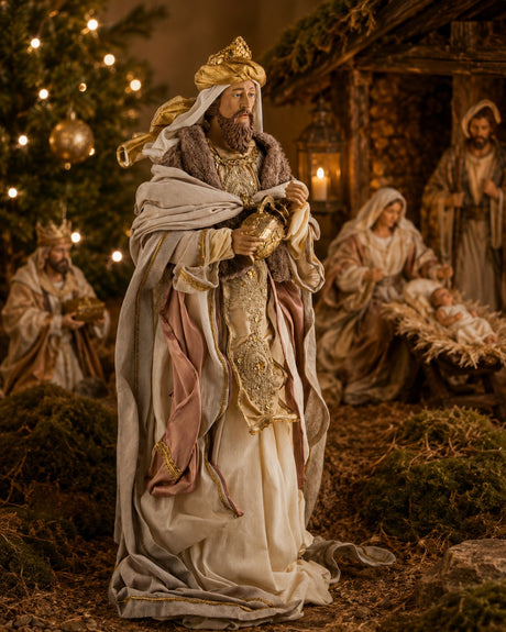 Bizzotto Wise Man Stand for Nativity Scene Christmas | Resin and Fabrics