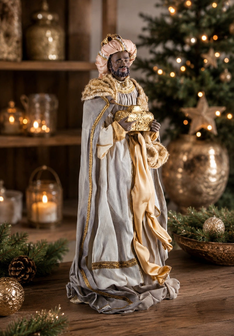 Bizzotto Black King Wise Man Figurine | Christmas Nativity Decoration
