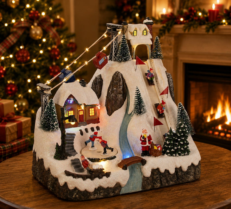 Bizzotto Denver Christmas Landscape with Skis and LED Lights Christmas Decoration