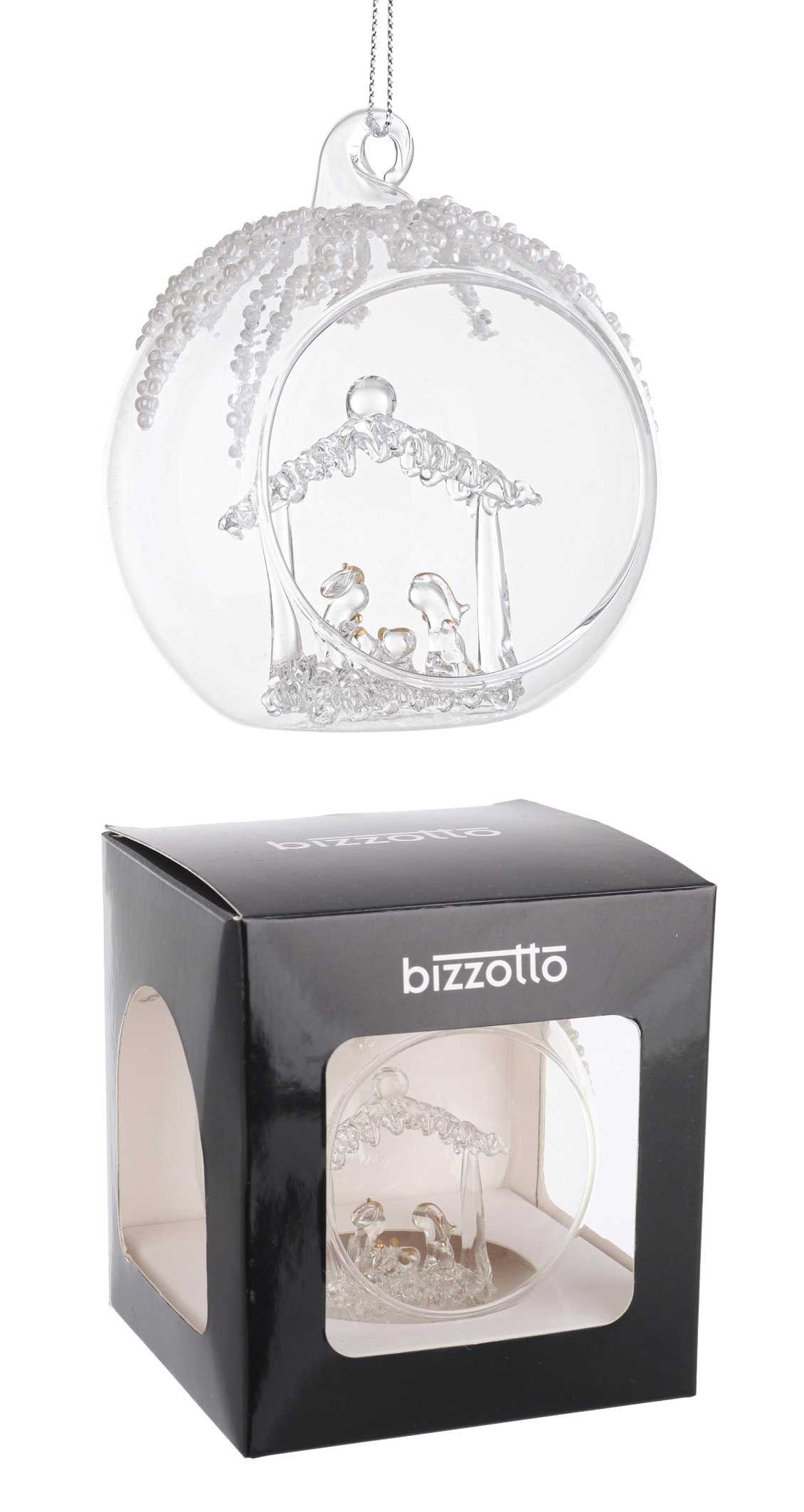 Bizzotto Open Sphere Christmas Glass Jeliel Nativity D 8 Cm