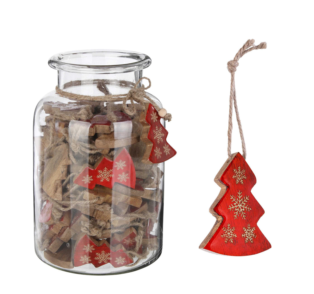 Bizzotto Clara Christmas Tree Ornament, H 7 cm, Red and Gold, 1 pc.