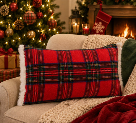 Bizzotto Richard Red Tartan Cushion 40x60 cm Christmas Decorative Cushion