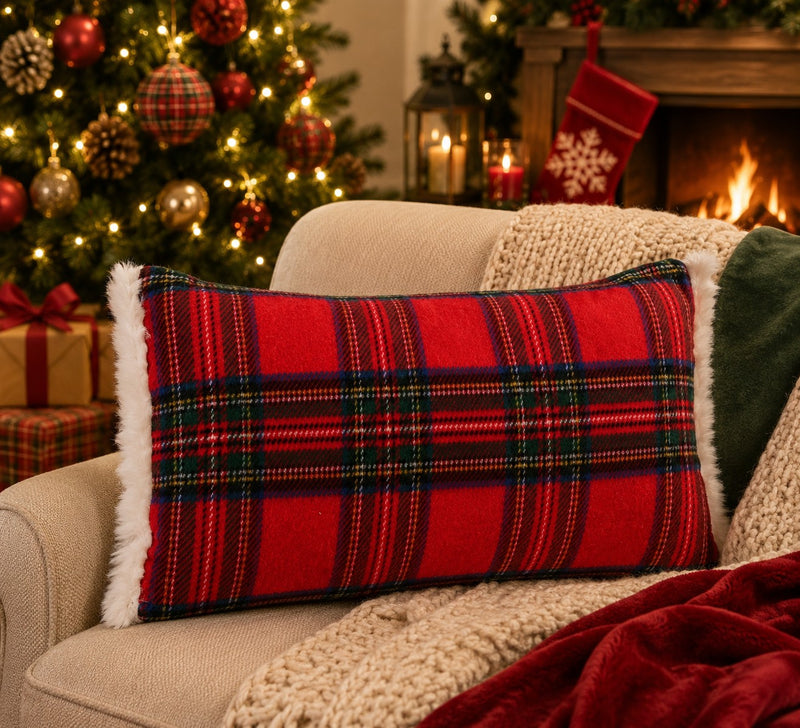 Bizzotto Richard Red Tartan Cushion 40x60 cm Christmas Decorative Cushion