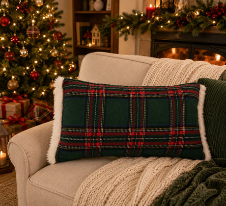 Bizzotto Richard Tartan Green Cushion 40x60 cm Christmas Decorative Cushion