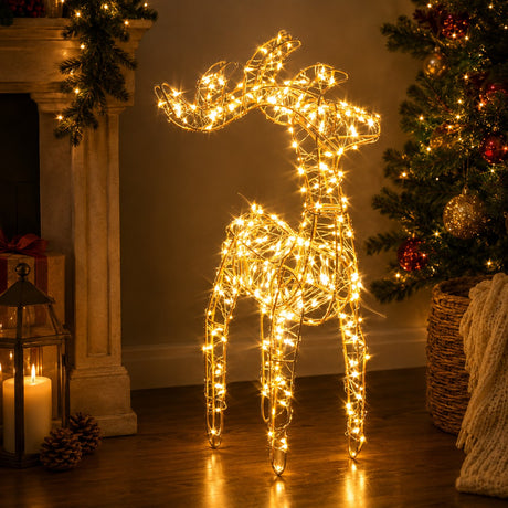 Christmas Reindeer Hoover Gold with 300 Micro LED Classic H 45 cm Light Decoration