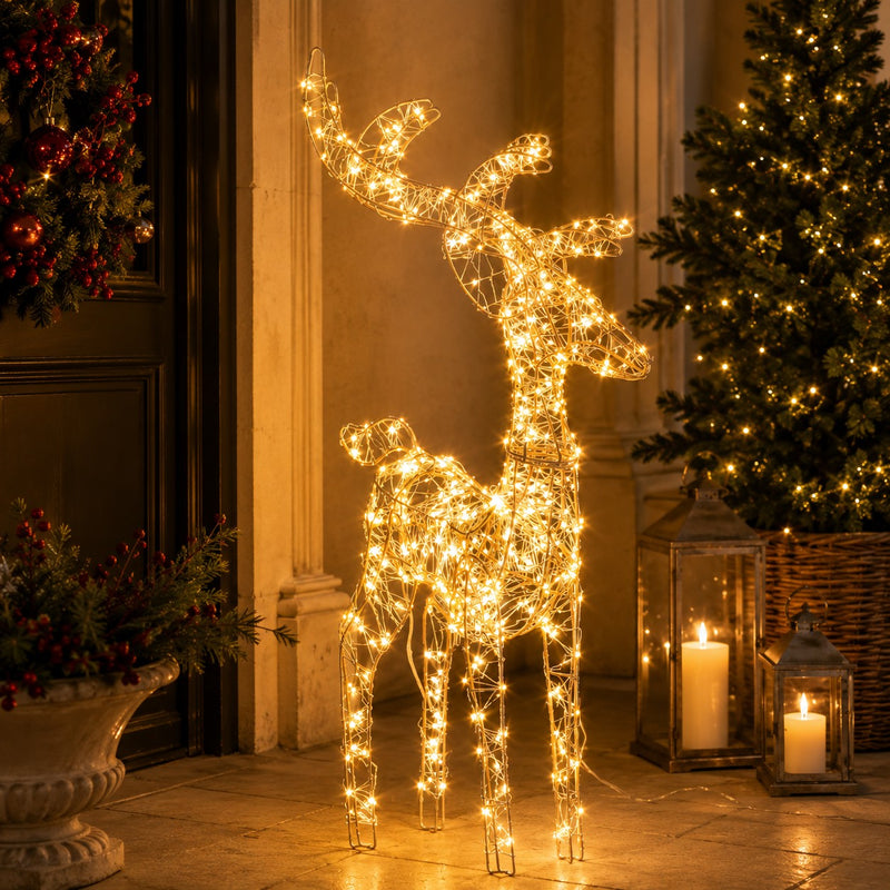 Hoover Gold Christmas Reindeer with 600 Classic Micro LEDs H 60 cm Light Decoration
