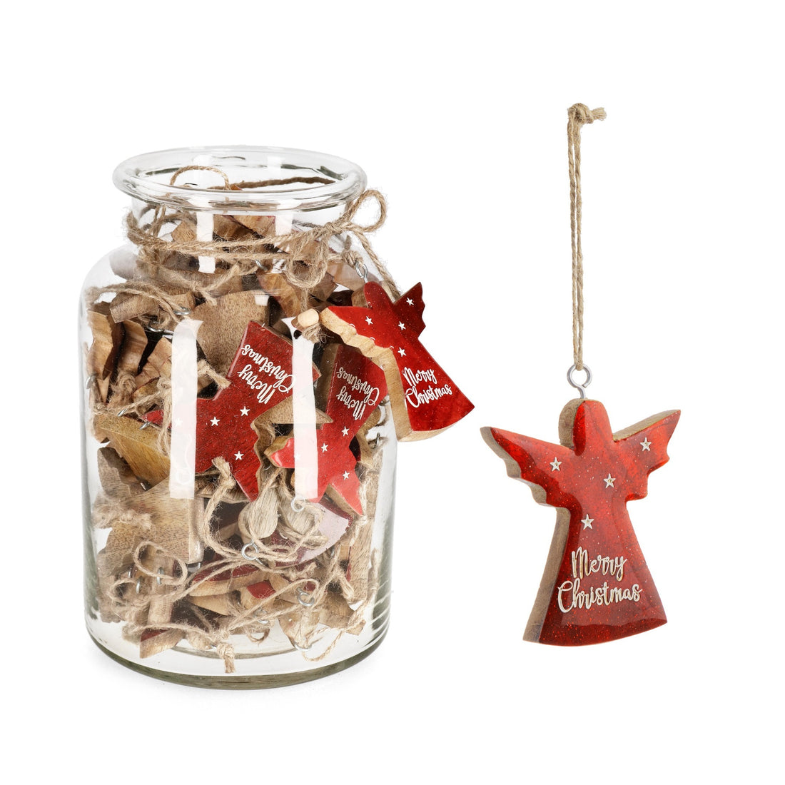 Bizzotto Evelyn Red Angel Hanging Christmas Tree Decoration with Vase 1 Pc