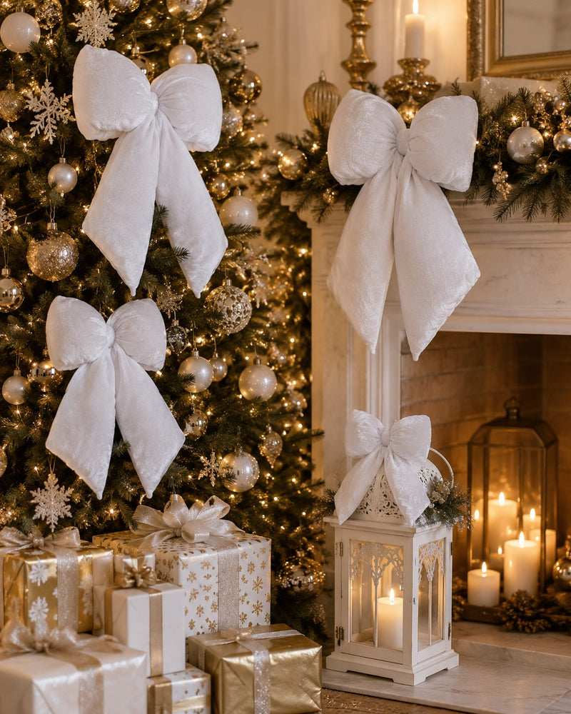 Bizzotto Linsey White Bow Hanging Decoration H 48 cm for Christmas Tree