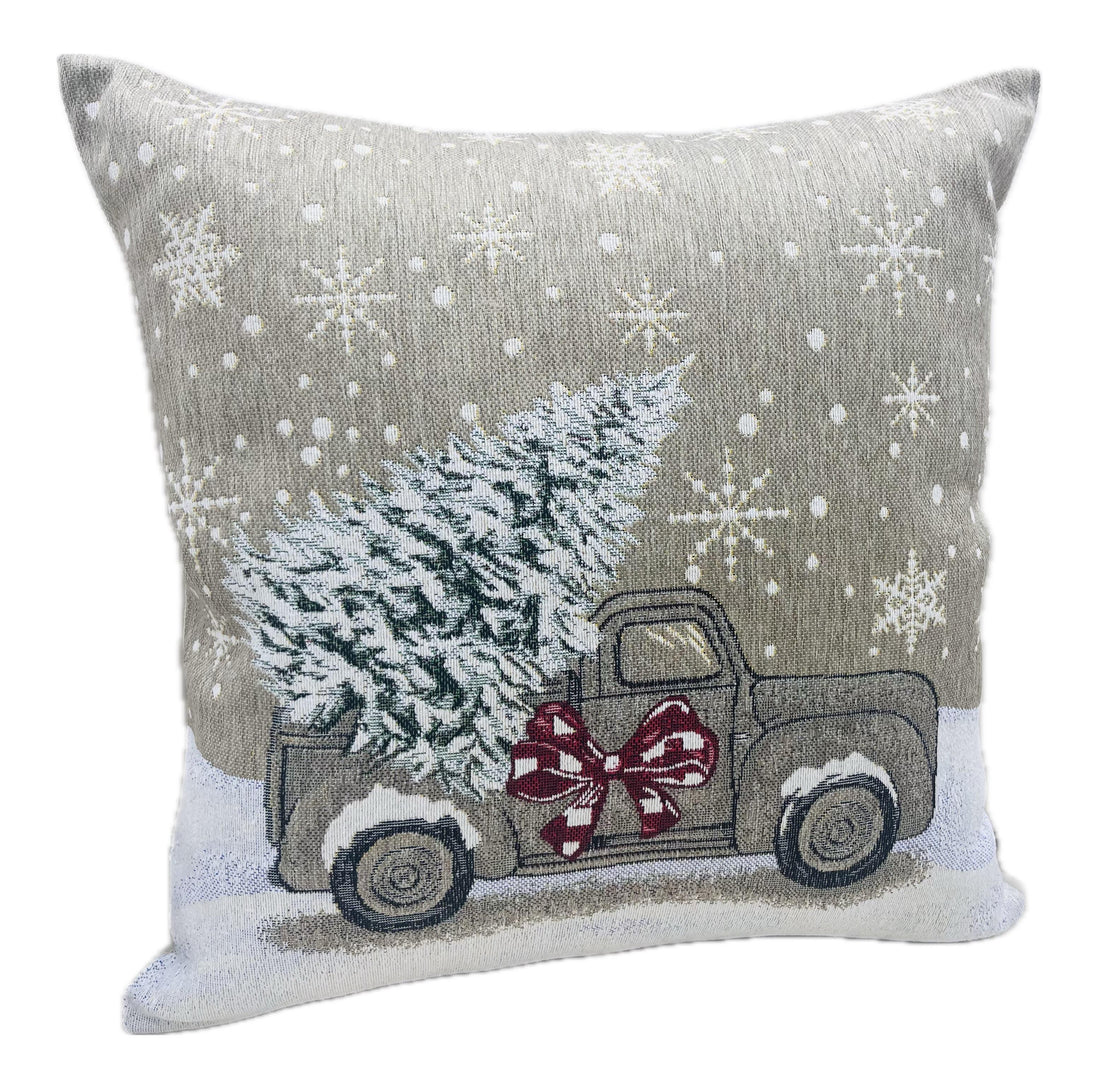 Bizzotto Christmas Cushion Cover Motor Car 45x45 cm Removable – Decorative Cushion Cover for Sofa and Home Décor