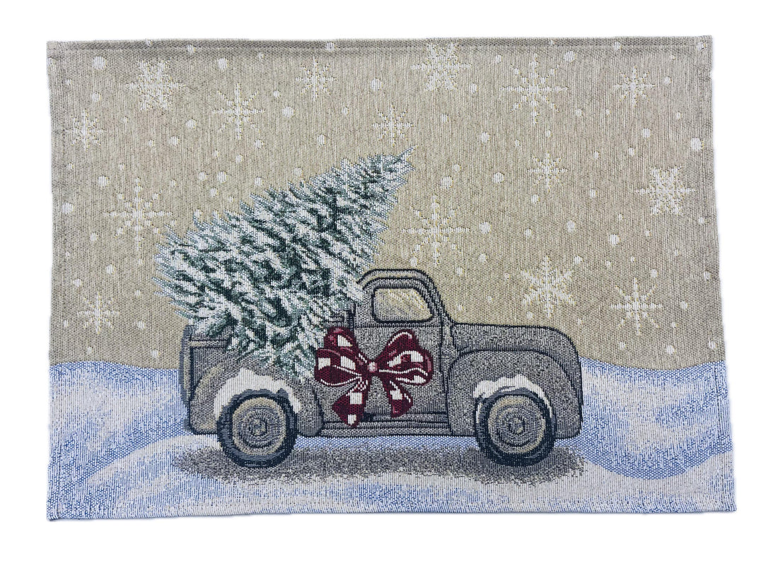 Bizzotto Christmas Placemat Motor Car 48x33 cm – Decorative American Placemat for the Christmas Table