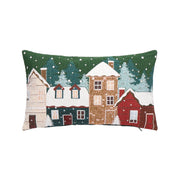 Bizzotto Christmas Cushion Snowlyn Green Landscape 30x50 cm – Removable Decorative Christmas Cushion with Polyester Cover and Filling
