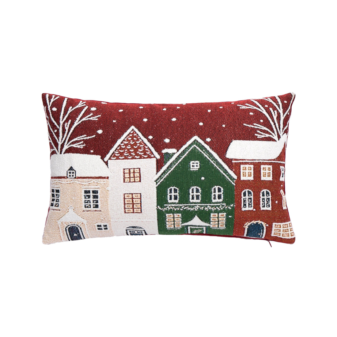 Bizzotto Christmas Cushion Snowlyn Red Landscape 30x50 cm – Decorative Christmas Cushion with Removable Cover and Polyester Filling