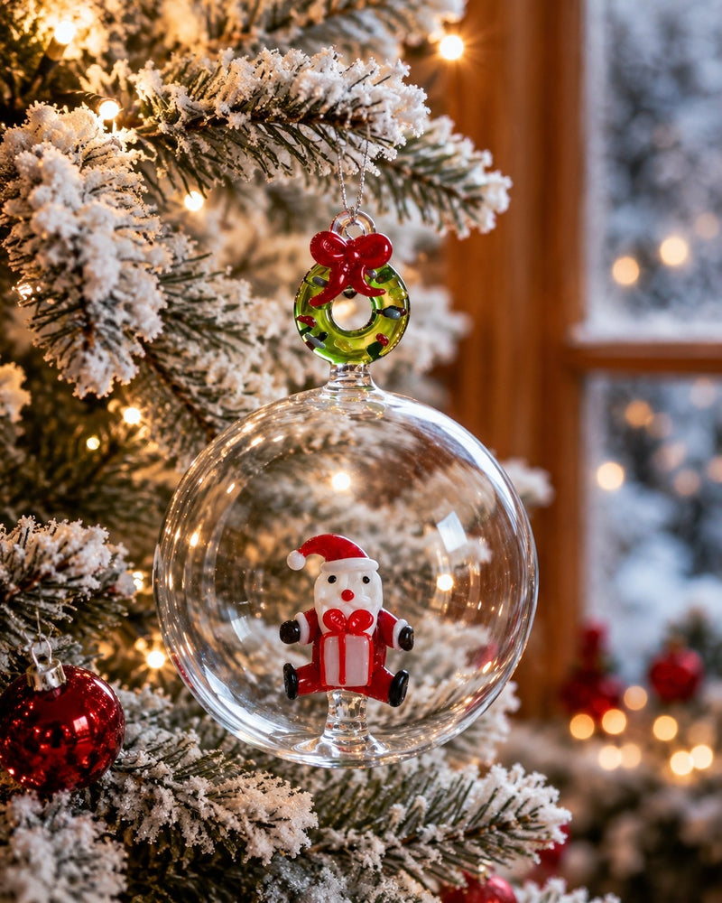 Bizzotto Glass Bauble Snowman-Crown for Christmas