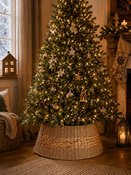 Bizzotto Christmas Tree Skirt Gleynor Beige Natural D 55 cm Christmas Decoration