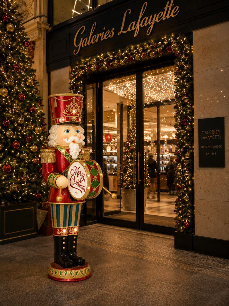 Bizzotto Jed Nutcracker with LED Lights 44.4x57.1x152.4 cm Luminous Christmas Decoration