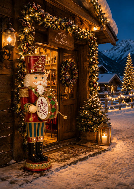 Bizzotto Jed Nutcracker with LED Lights 44.4x57.1x152.4 cm Luminous Christmas Decoration