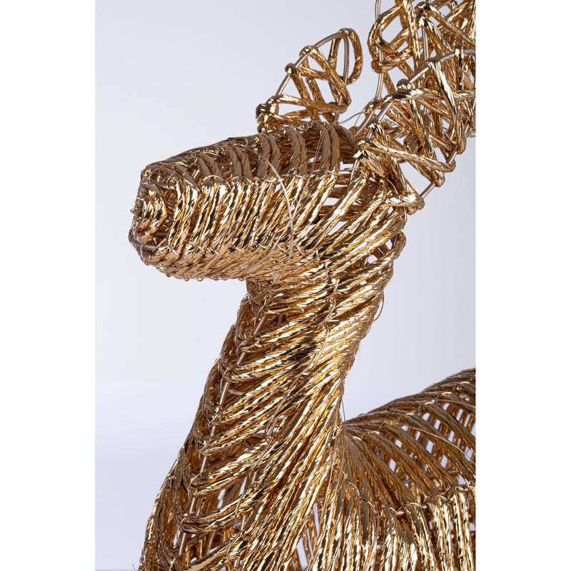 Bizzotto Penny Gold Christmas Reindeer with 50 Classic Micro LEDs 27x13x50 cm Light-Up Decoration